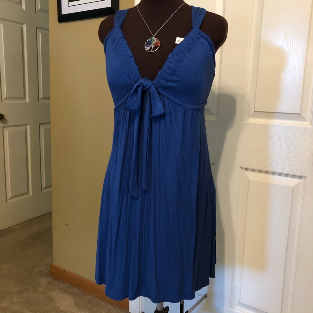Blue Deep-V summer dress